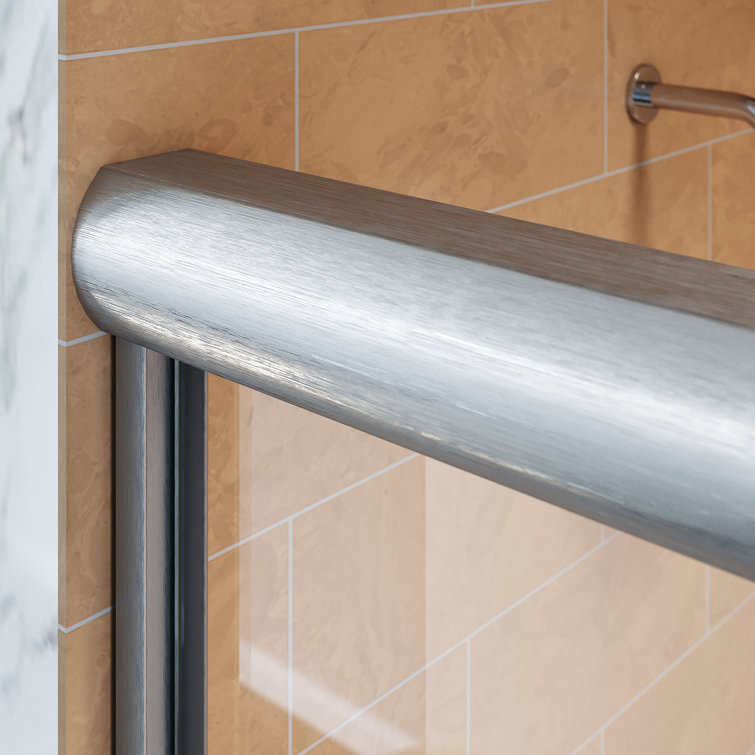 60" W x 57" H Nickel Semi-Frameless Sliding Tub Door with Clear Glass
