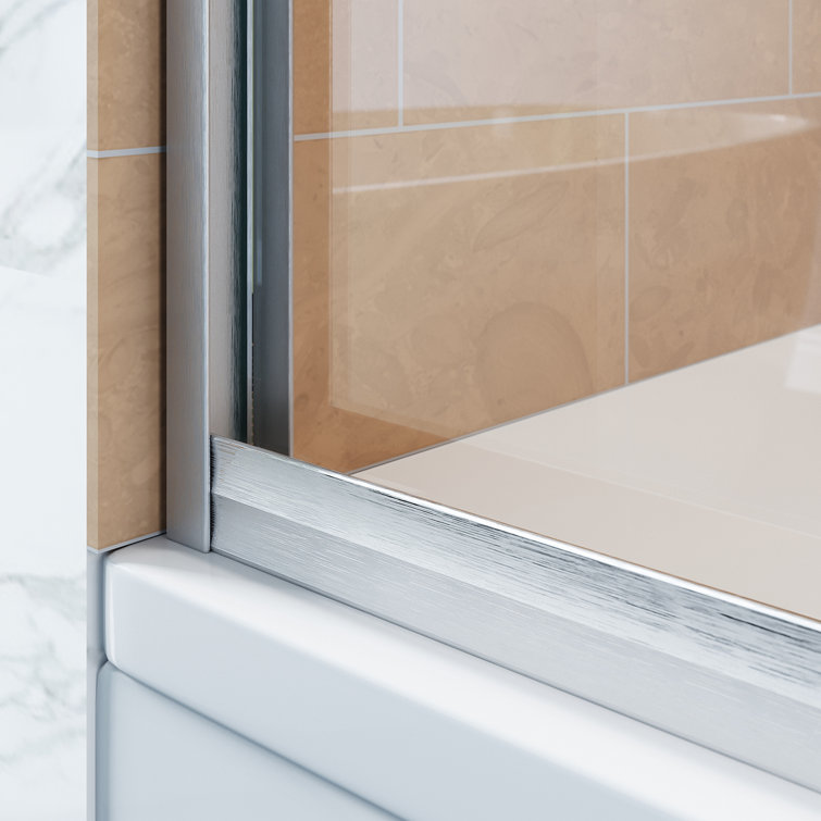 60" W x 57" H Nickel Semi-Frameless Sliding Tub Door with Clear Glass