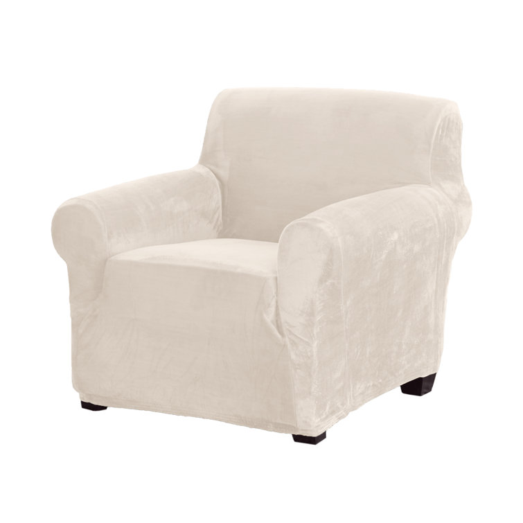 Off-White Velvet Stretch Armchair Slipcover