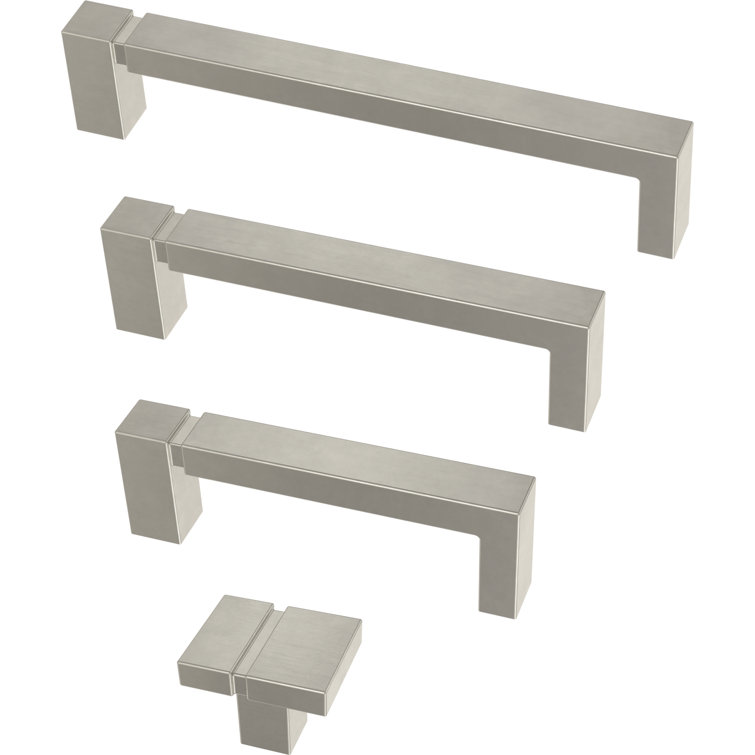 Brushed Nickel Modern Asymmetric Notched Cabinet Bar Pulls