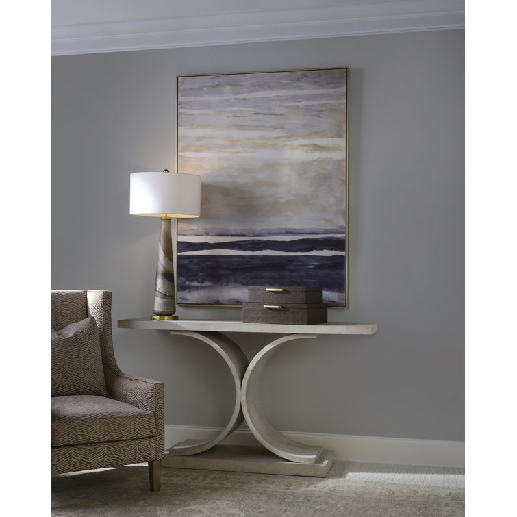 Benevento 64'' White Wood and Metal Console Table with Glass Top