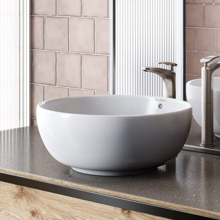 Sublime Round White Ceramic Above-Counter Vessel Sink