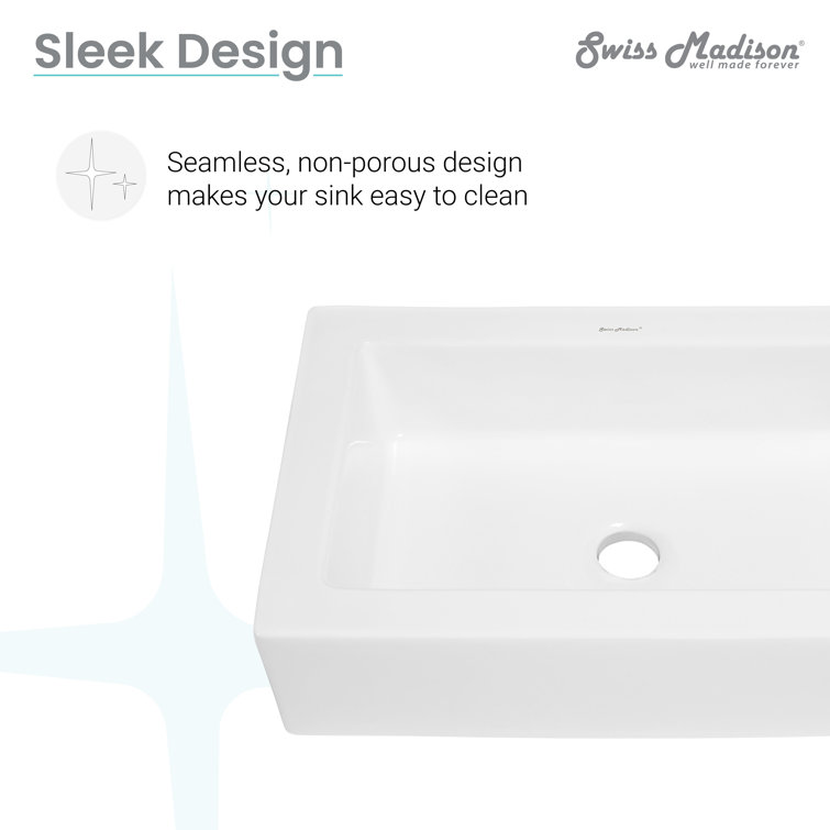Voltaire Glossy White Ceramic Rectangular Vessel Sink 20.2"