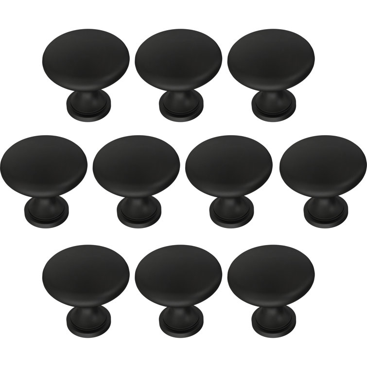 Matte Black Round Brass Mushroom Cabinet Knobs Multipack