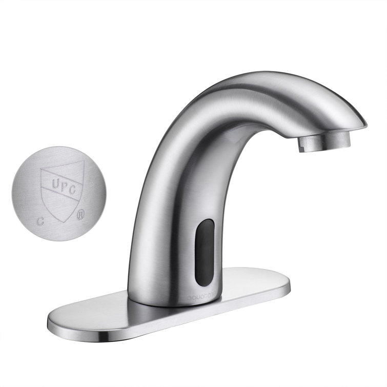 Brushed Nickel Touchless Bathroom Faucet with Drain Assembly