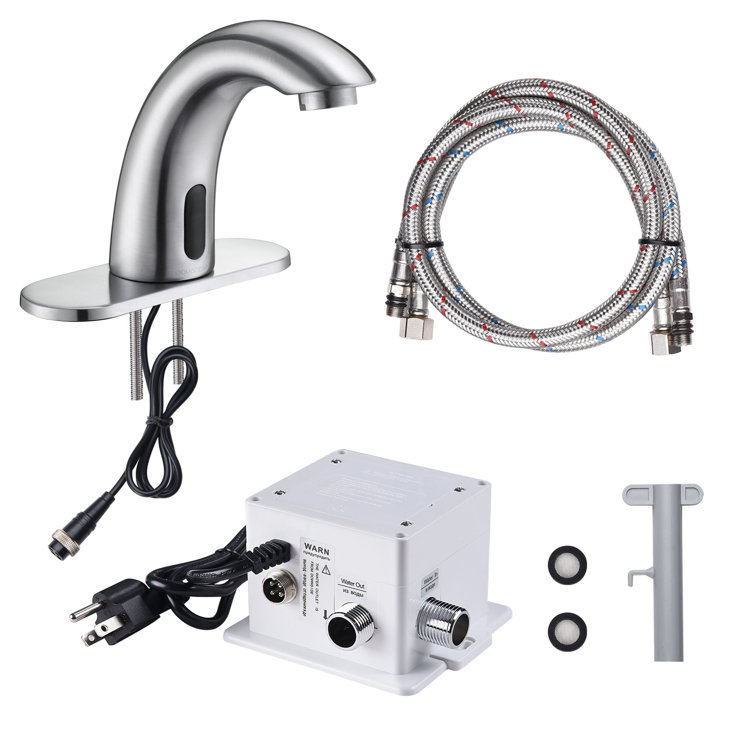 Brushed Nickel Touchless Bathroom Faucet with Drain Assembly