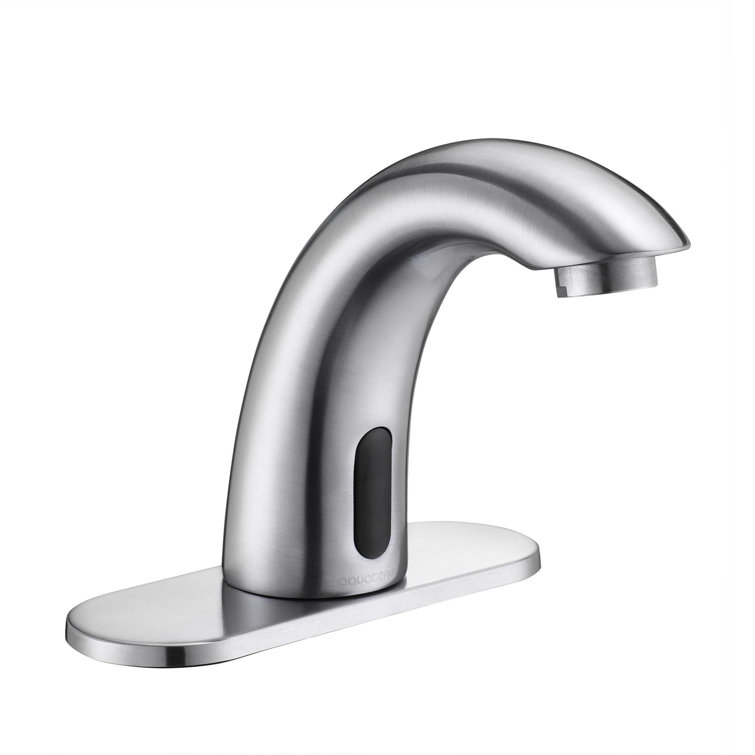 Brushed Nickel Touchless Bathroom Faucet with Drain Assembly