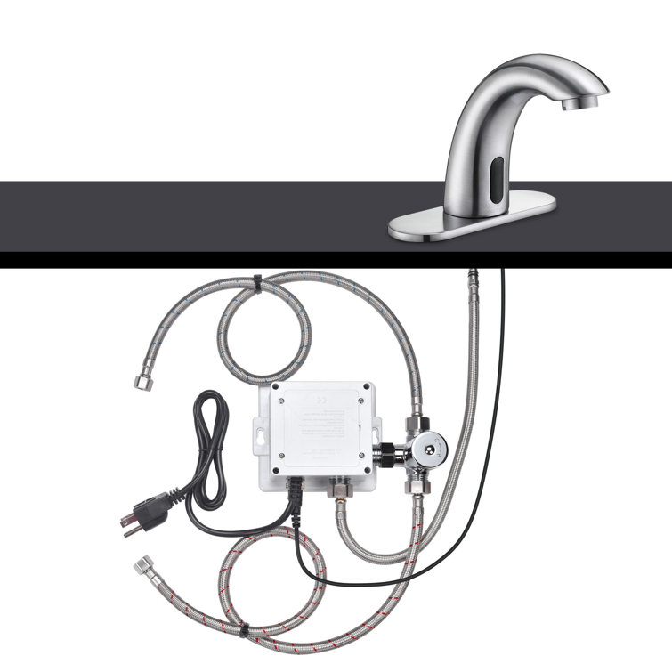 Brushed Nickel Touchless Bathroom Faucet with Drain Assembly