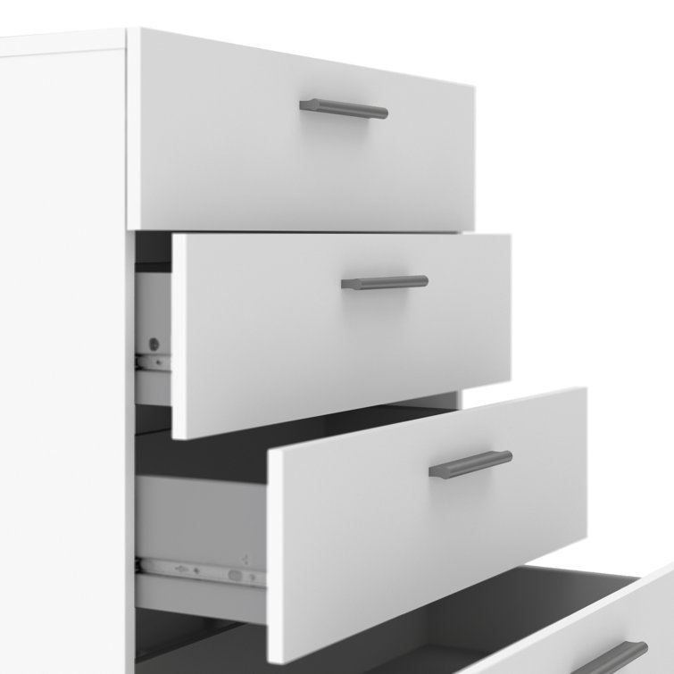 Austin 4-Drawer Sleek White Dresser with Metal Hardware