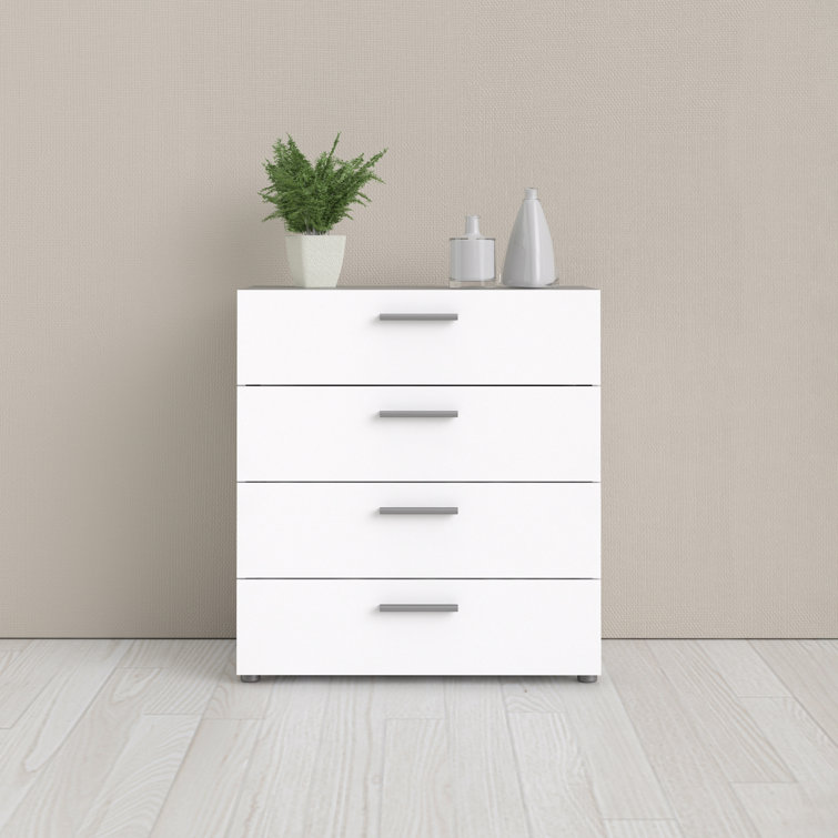 Austin 4-Drawer Sleek White Dresser with Metal Hardware