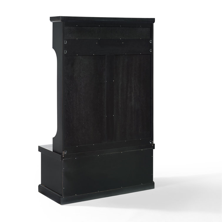 Distressed Black Poplar and Birch Hall Tree with Bench and Storage