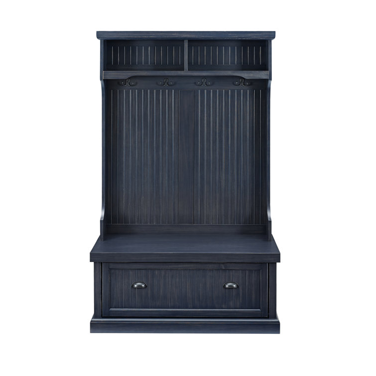 Navy Hall Tree with Bench and Storage Hooks