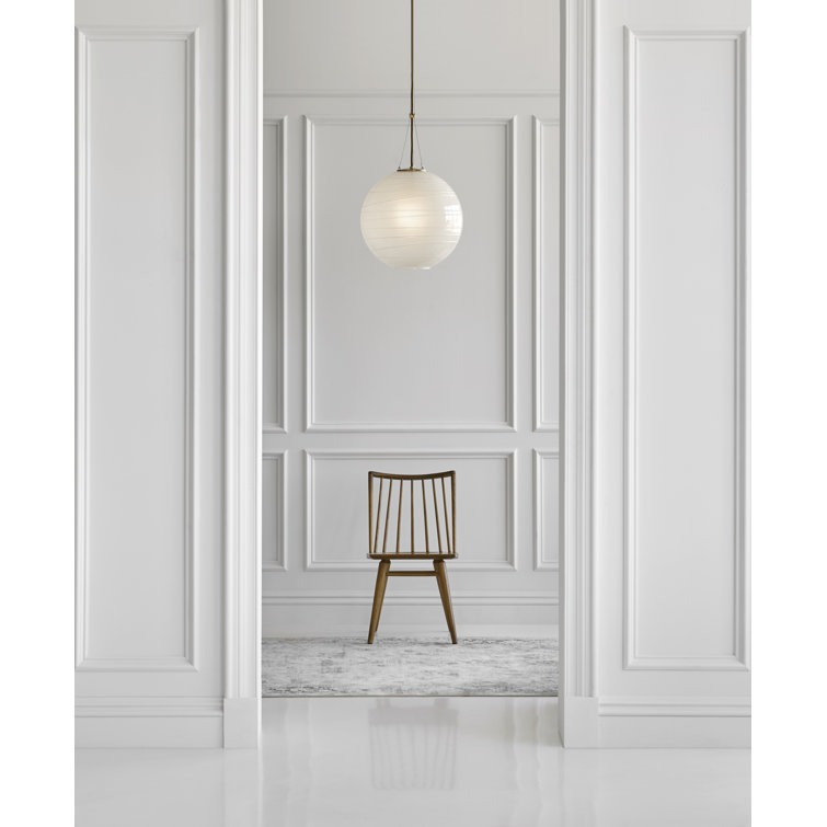 Hailey Swirled Frosted Glass Globe Pendant in Natural Brass