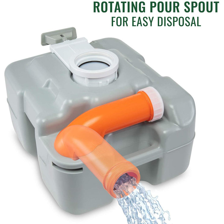Gray Portable Camping Toilet with Power Flush and 5.3 Gallon Tank