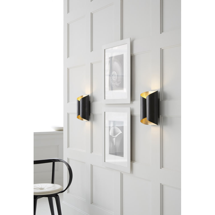 Selfoss 11'' Black and Antique Brass Envelope-Style Dimmable Wall Sconce