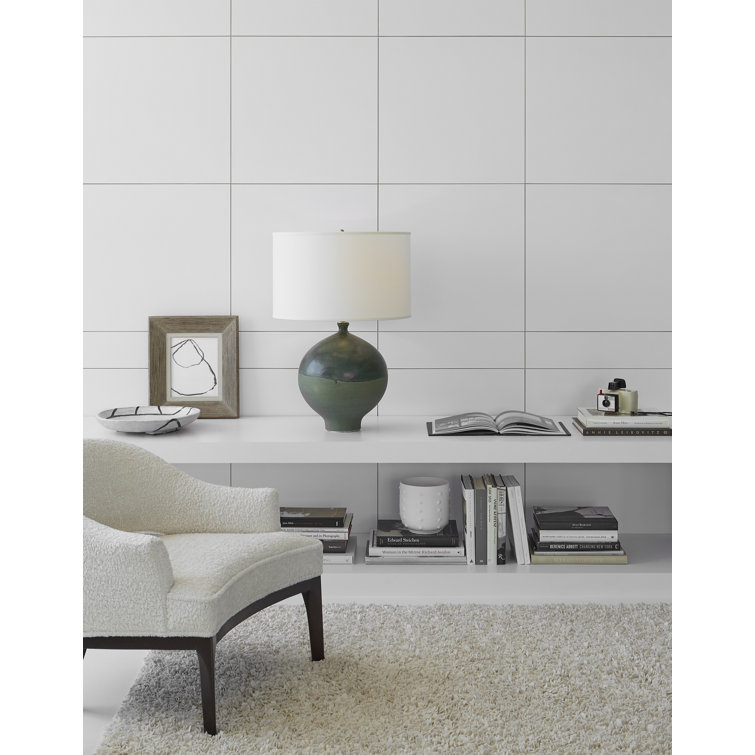 Volcanic Verdi Ceramic Table Lamp with Linen Shade
