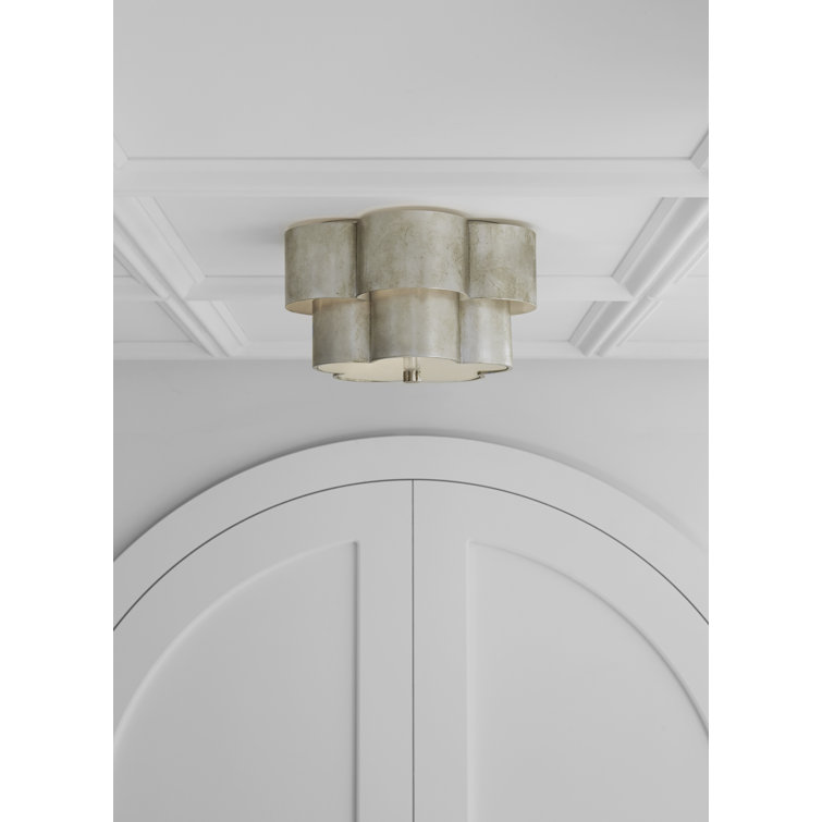 Arabelle Frosted Acrylic Burnished Silver Leaf Flush Mount Light