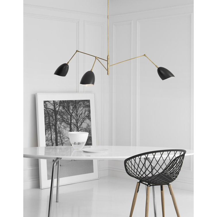 Sommerard Black and Brass 3-Light Adjustable Chandelier