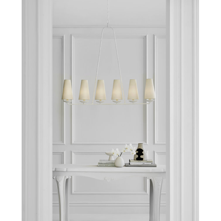 Fontaine Plaster White 6-Light Linear Candle Chandelier