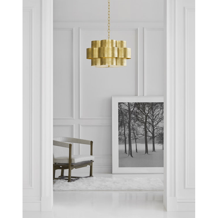 Arabelle Burnished Silver Leaf 5-Light Drum Chandelier