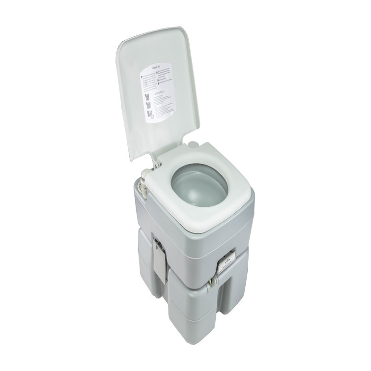 Gray Portable Camping Toilet with Power Flush and 5.3 Gallon Tank
