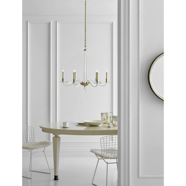Elegant Robinson Polished Nickel & Crystal Glass Chandelier