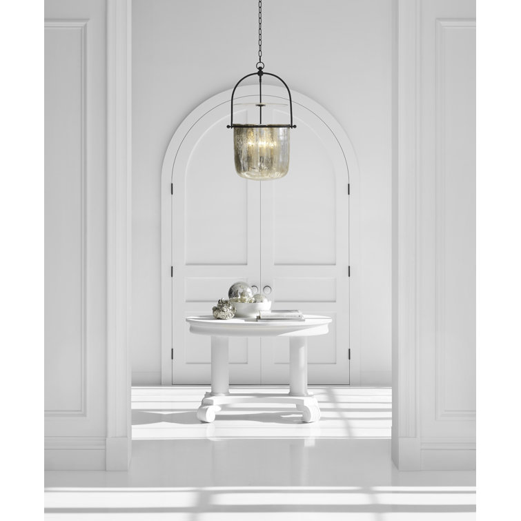 Aged Iron and Clear Glass Bowl Pendant Light