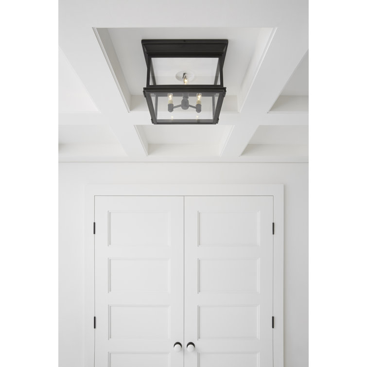 Club Square Bronze Glass Indoor/Outdoor Flush Mount