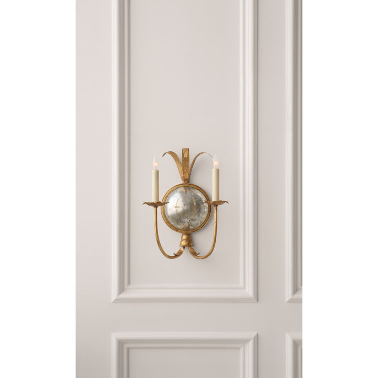 Gilded Iron 16" Double Candle Wall Sconce