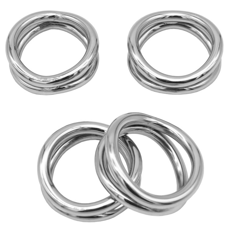 Elegant Silver Metal Loop Napkin Ring Set of 4