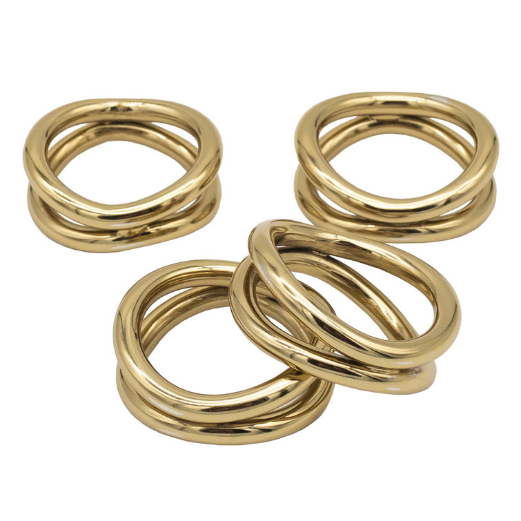 Elegant Gold Metal Loop Napkin Rings Set of 4