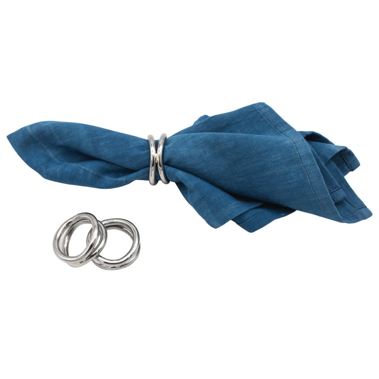 Elegant Silver Metal Loop Napkin Ring Set of 4