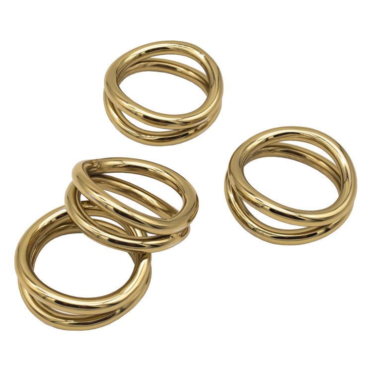 Elegant Gold Metal Loop Napkin Rings Set of 4