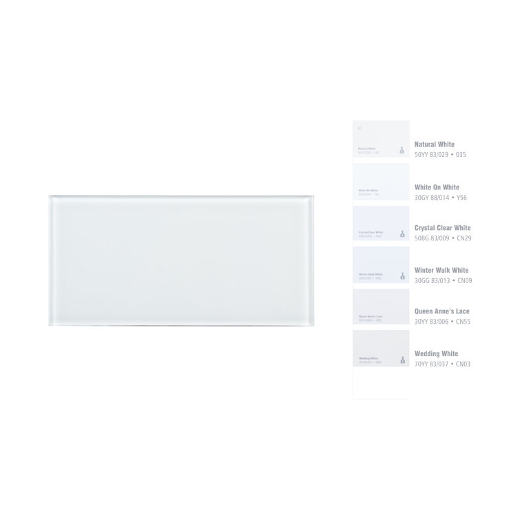Super White Glass Peel and Stick Subway Tile 3'' x 6''