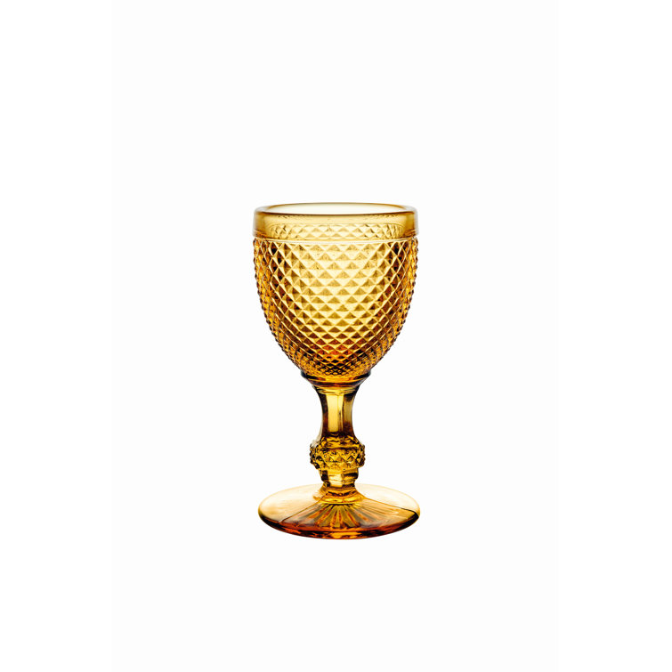 Amber Diamond Tip Traditional Wine Glass Set of 4