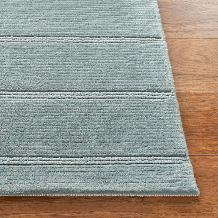 Gray Geometric Hand-Knotted Wool 8' x 10' Area Rug