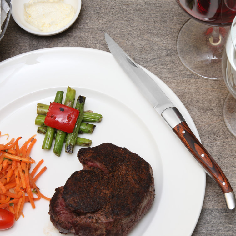 Dark Wood Handle Stainless Steel 4-Piece Steak Knife Set