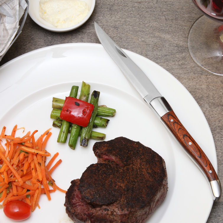 Dark Wood Handle Stainless Steel 4-Piece Steak Knife Set