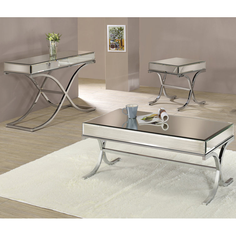 Yuri 21" Chrome Finish Mirrored Metal End Table