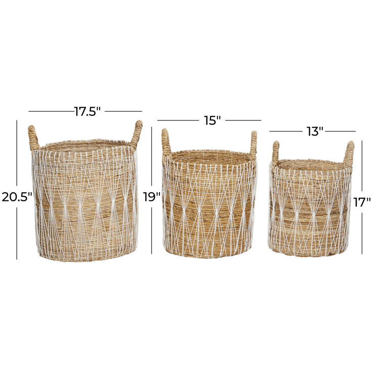 Handmade Bohemian Wicker Storage Baskets with Handles - Set of 3