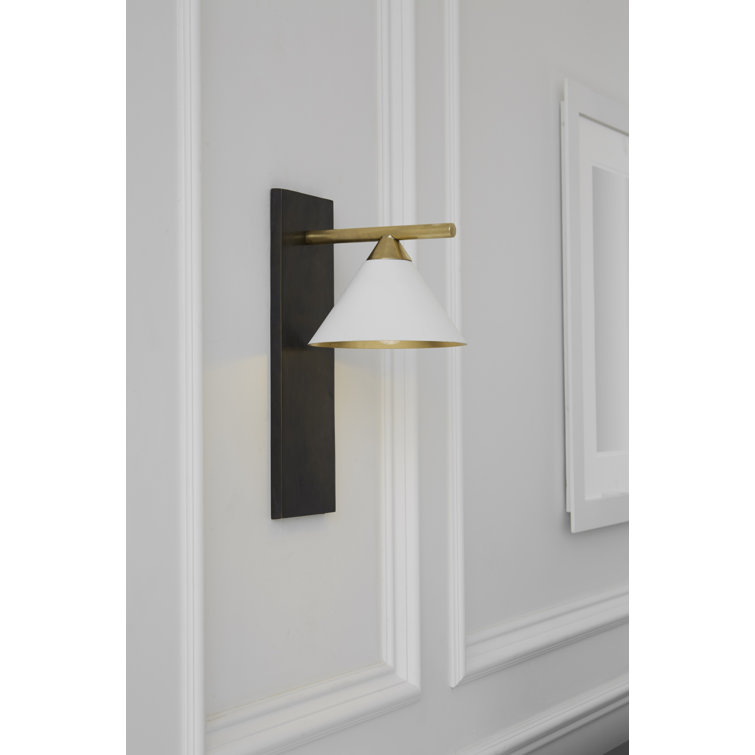 Cleo Bronze and Matte White 14" Armed Wall Sconce
