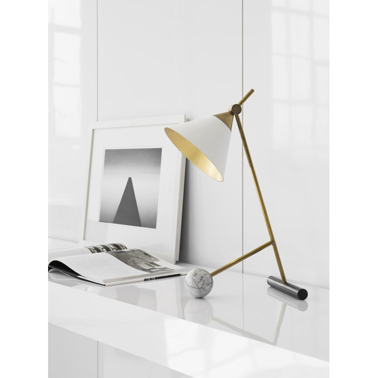 Outdoor Black Tripod Table Lamp with Conical Shade