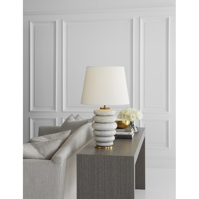 Antiqued White Ceramic Edison Outdoor Table Lamp, 28.5"