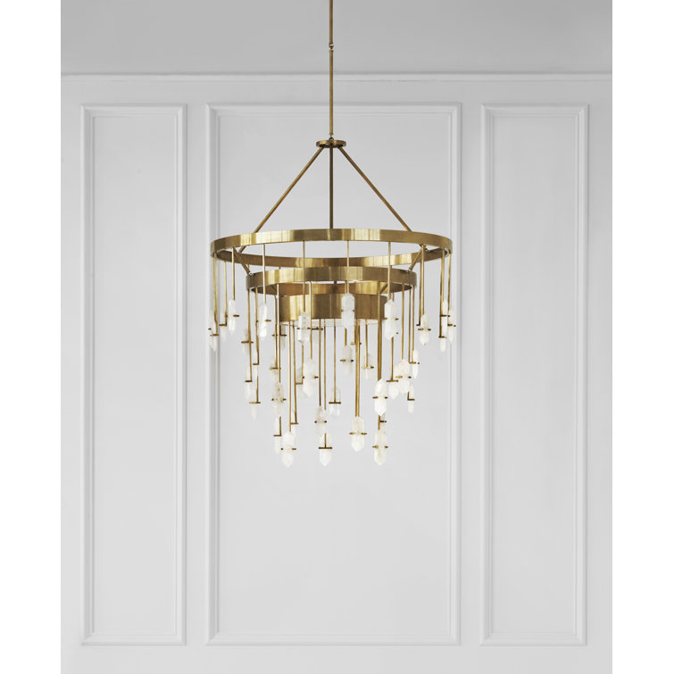 Elegant 48" Brass and Crystal 6-Light Plug-in Chandelier