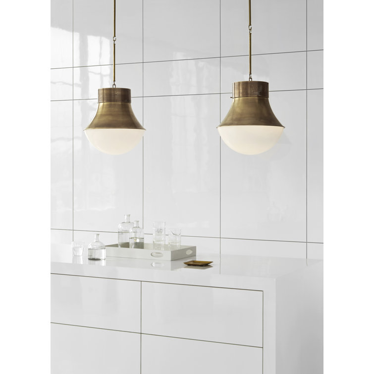 Polished Nickel Glass 12" Pendant Light