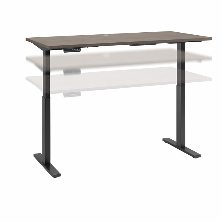 ErgoFlex Black Walnut and Cool Gray Electric Sit-Stand Desk 47.6"