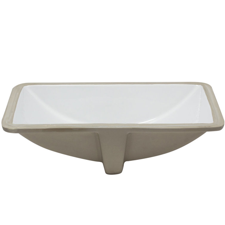 Rectangular White Ceramic Undermount Bathroom Sink