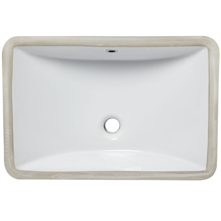 Rectangular White Ceramic Undermount Bathroom Sink