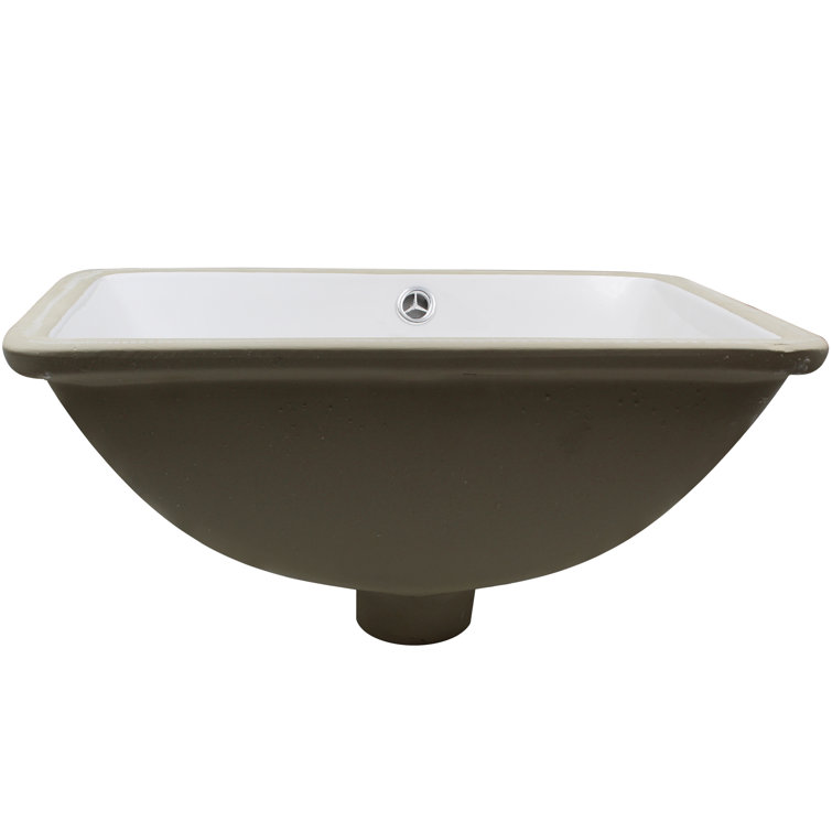 Rectangular White Ceramic Undermount Bathroom Sink