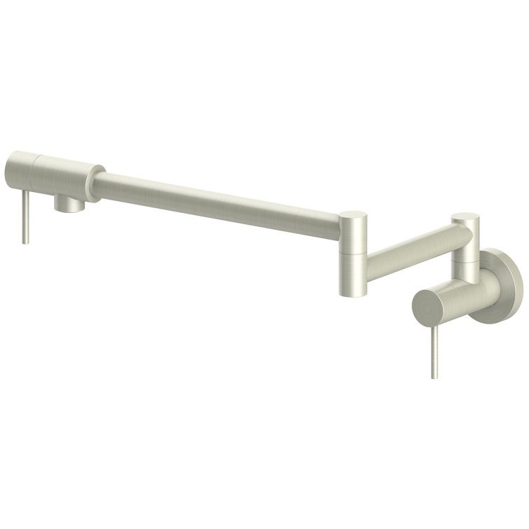 Gemini Brushed Nickel Wall-Mounted Pot Filler Faucet